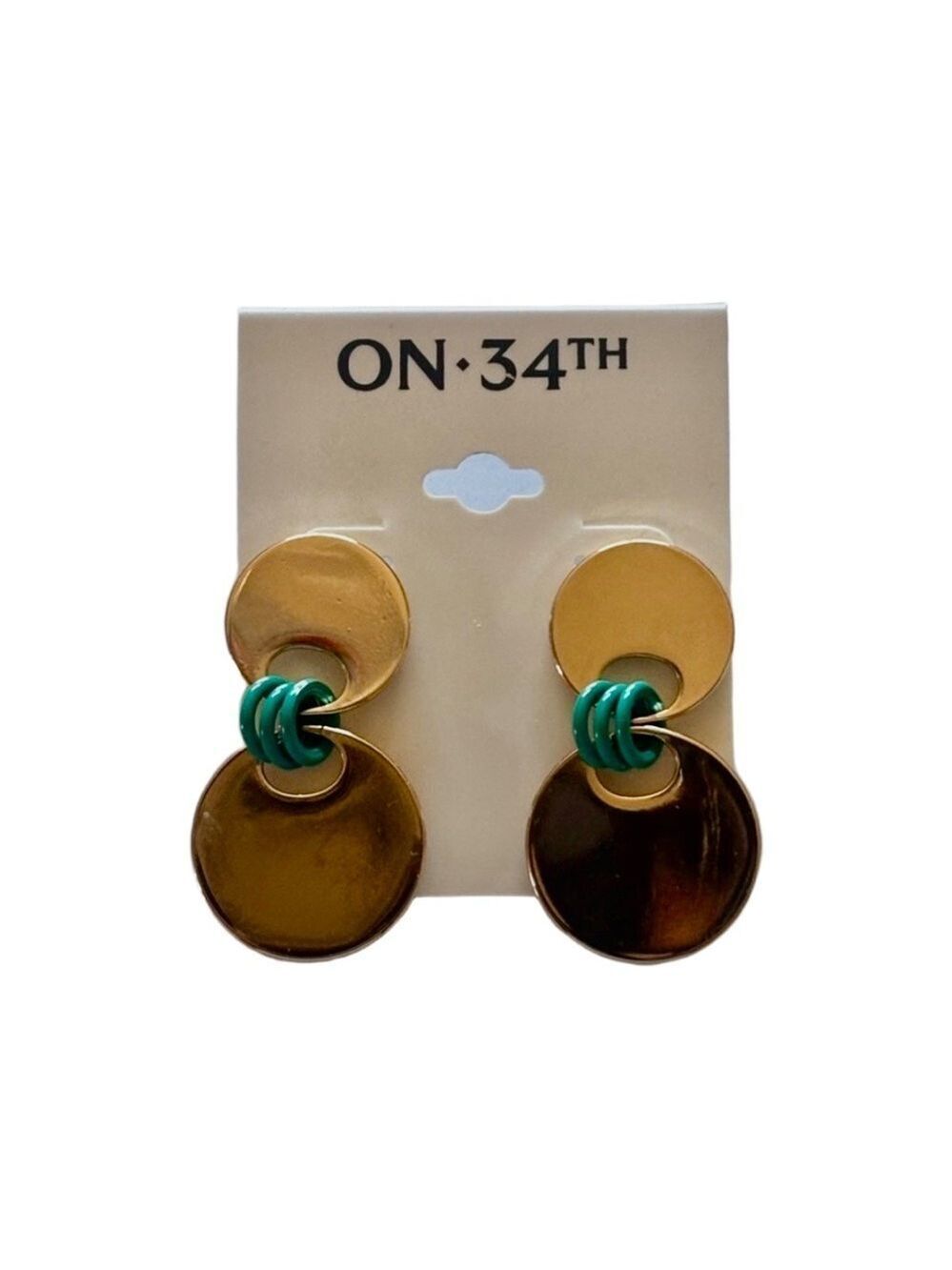 ON 34th Gold Turquoise Statement Drop Earrings